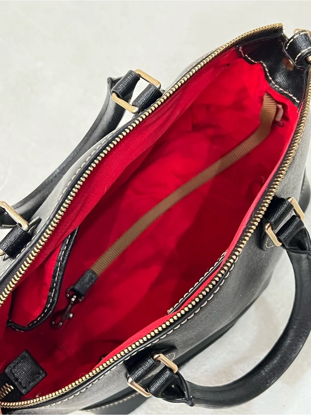 Dooney & Bourke Black Pebble Grain Leather Zip Zip Satchel